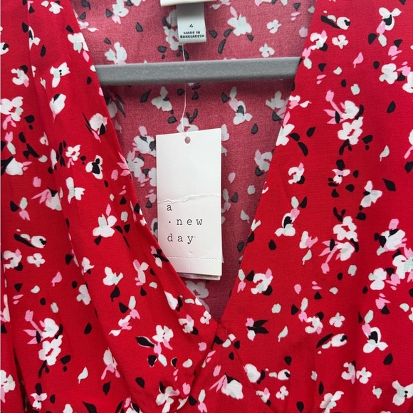 A New Day Red Floral Short-Sleeve Maxi Dress Size 4 - Picture 7 of 14